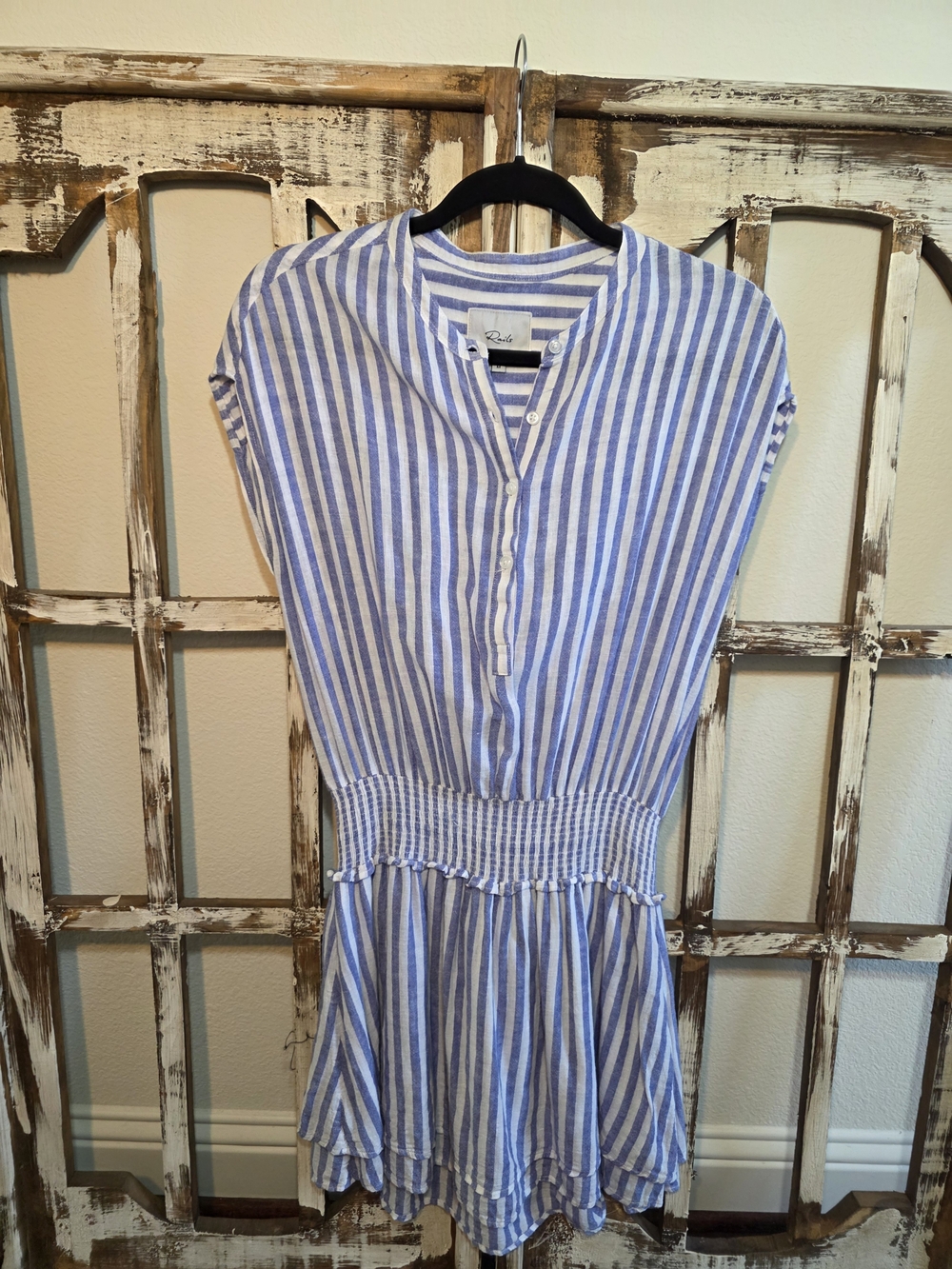 Rails Blue & White Striped Smocked Waist Dress | Size M